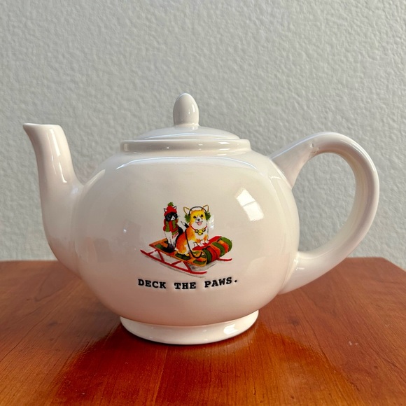 Deck The Paws Typewriter Font Teapot By Rae Dunn - Picture 7 of 7